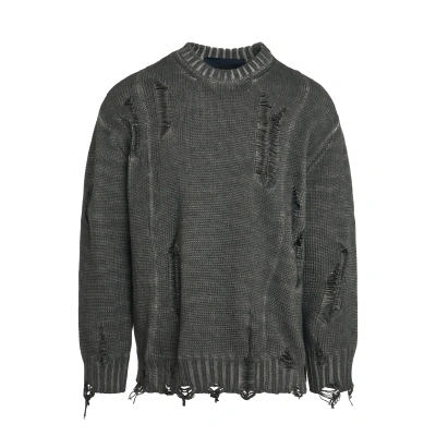 Juunj Damaged Garment Dyed Sweater In Gray