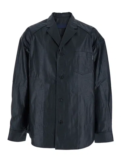 JUUNJ DARK BLUE CLASSIC COLLAR SHIRT