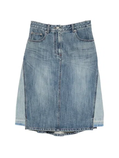 Juunj Denim Midi Skirt In Blue