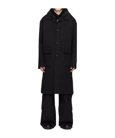 Juunj Detachable-panels Coat In Black