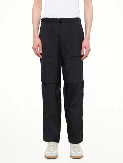 Juunj Belt-bag-detail Panelled Trousers In Black