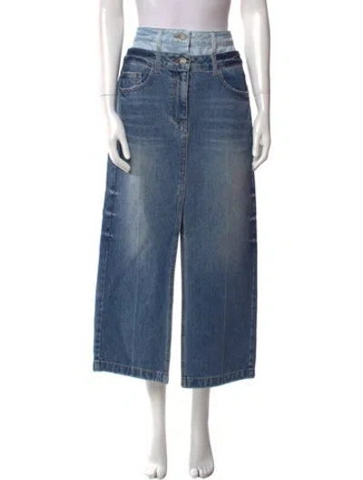 Pre-owned Juunj Distressed Accents Midi Length Skirt In Blue