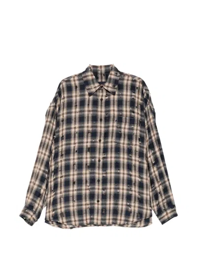 Juunj Distressed Check-pattern Shirt In Multi