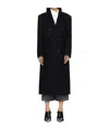 Juunj Black Double Breasted Maxi Coat In Black