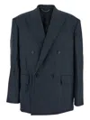 Juunj Double-breasted Wool Blazer In Blue