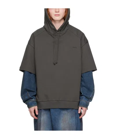 Juunj Double-sleeve Hooded Sweater In Black
