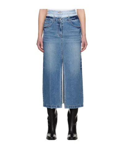 JUUNJ DOUBLE WAIST DENIM SKIRT