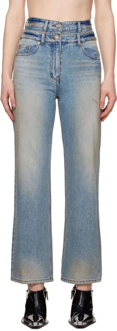 JUUNJ DOUBLE WAIST DIRTY JEANS