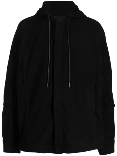 Juunj Drawstring-hood Cotton-blend Shirt In Black