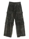 Juunj Drawstring-waist Cargo Jeans In Black