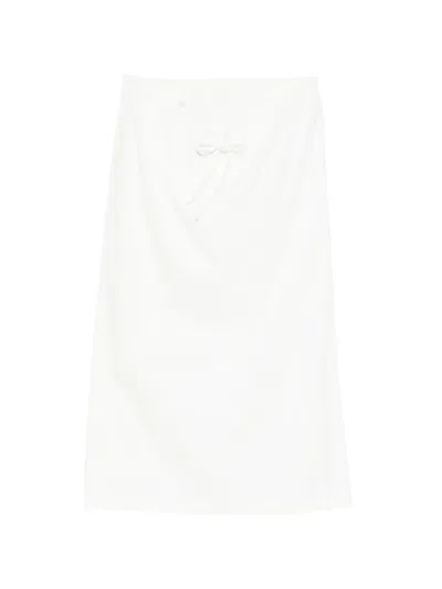 Juunj Drawstring-waist Slit-detail Skirt In White