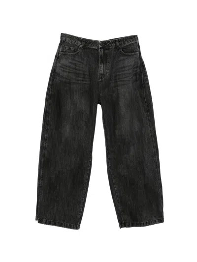 Juunj Faded Wide-leg Jeans In Black