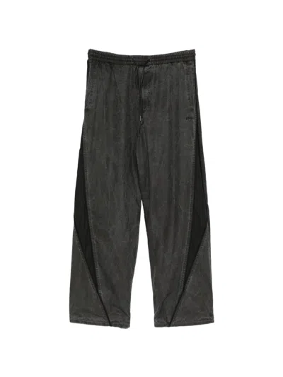 Juunj Faded-effect Drawstring Track Pants In Black