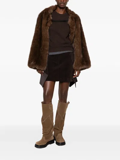 Juunj Faux-fur Cropped-length Jacket In Brown