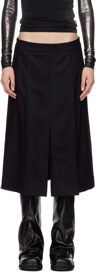Juunj Flannel Hidden Pleated Midi Skirt In Black