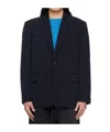 Juunj Flat Lapel Button-down Suit Coat In Black