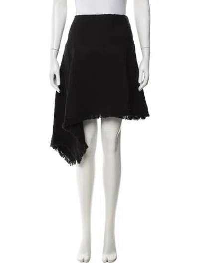 Pre-owned Juunj Fringe Trim Accent Mini Skirt In Black