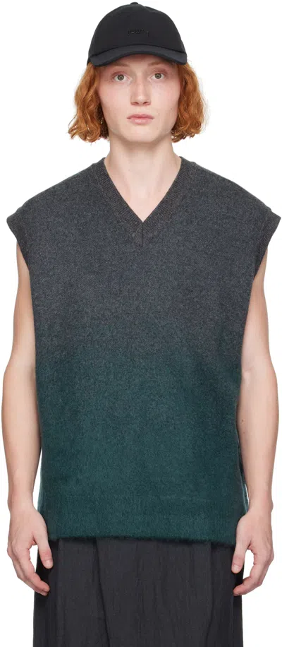 Juunj Gray & Green Gradient Vest In M Green