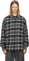 Juunj Gray Crinkled Check Shirt In Ash