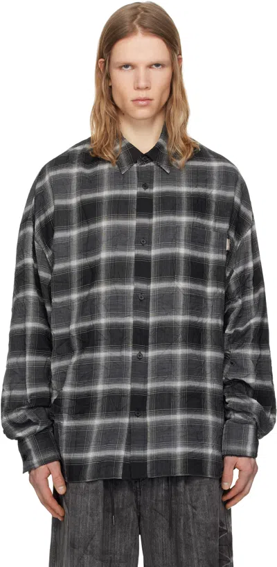 Juunj Gray Crinkled Check Shirt In Ash