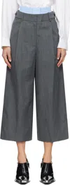 Juunj Gray Double Waisted Tucked Trousers In Grey 3