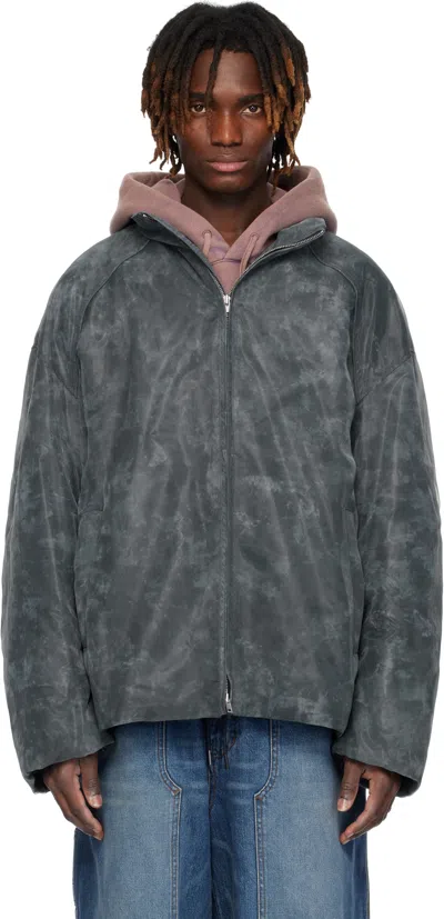 Juunj Gray Organza Padded Jacket In Ash