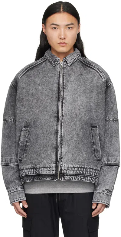 Juunj Gray Raglan Denim Jacket In 3 Grey