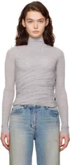 Juunj Gray Waist Shirring Turtleneck In 3 Grey