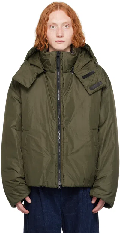 Juunj Green Vented Puffer Jacket In H Khaki