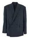 Juunj Double-breasted Wool Blazer In Blue