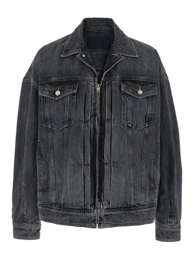 JUUNJ GREY JACKET WITH WIDE NOTCHED REVERS AND DROPPED SHOULDERS IN DENIM MAN