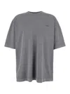 Juunj Grey T-shirt With Logo Embroidered On The Front And Print On The Back In Grey