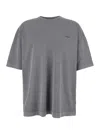 Juunj Grey T-shirt With Logo Embroidered On The Front And Print On The Back In Grey
