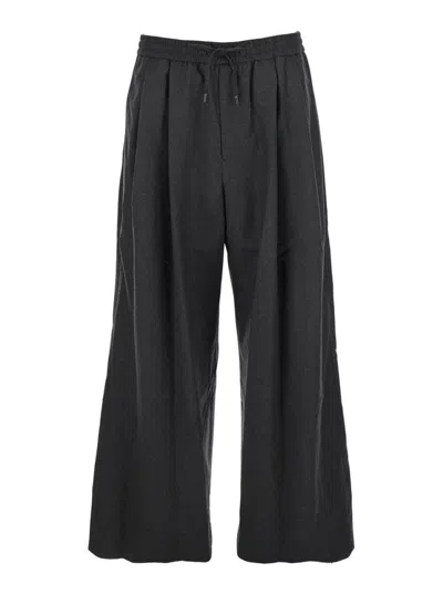 JUUNJ GREY WOOL PLEATED TROUSERS