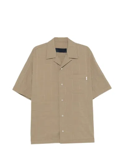Juunj Grid-stitch Short-sleeve Shirt In Brown