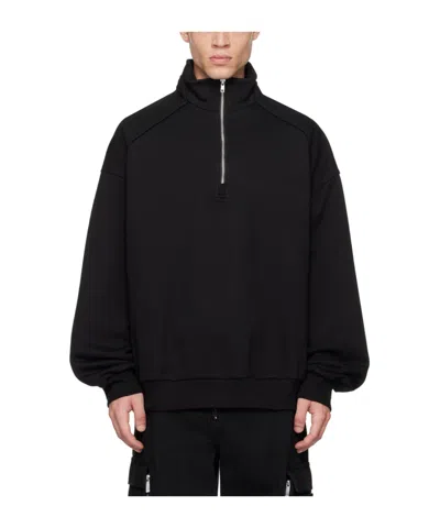 Juunj Half-zipper Stand-collar Sweatshirt In Black