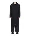 Juunj Halter-length Coat With Herringbone Pattern In Black