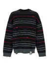 Juunj Multicolor Striped Sweater With Used Effect In Black