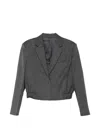 Juunj Herringbone-pattern Cropped Jacket In Grey
