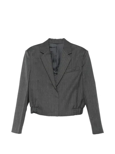 Juunj Herringbone-pattern Cropped Jacket In Grey