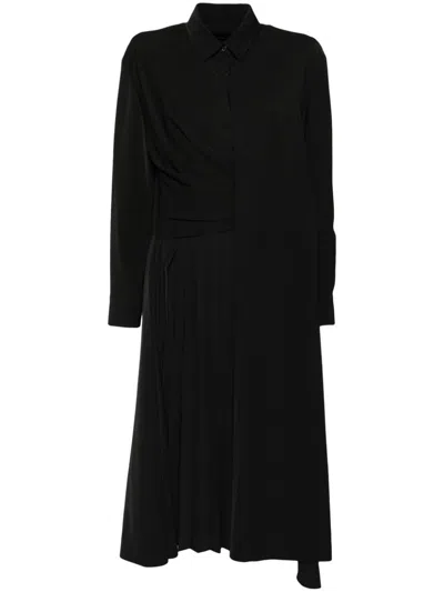 Juunj Hidden-pleat Maxi Shirt Dress In Black