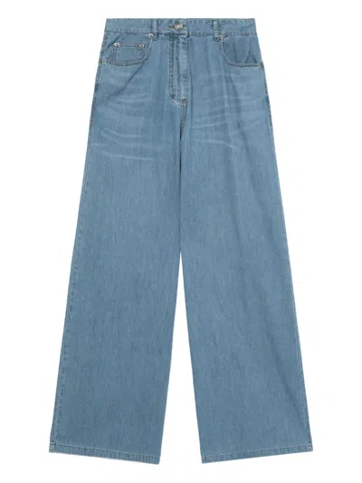 Juunj High-waisted Wide-leg Jeans In Blue
