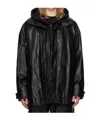 Juunj Hood Detachable Car Faux-leather Coat In Black