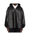 Juunj Hood Zip-up Leather Jacket In Black