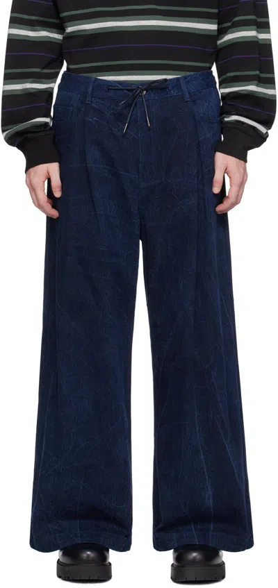 Juunj Indigo Oil-washed Wide Jeans In P Blue