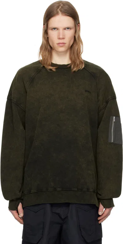 Juunj Khaki Deep Dyed Shoulder Padded Sweatshirt