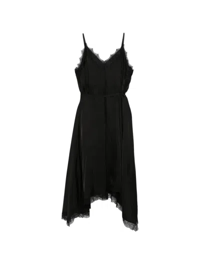 Juunj Lace-trim Slip Midi Dress In Black