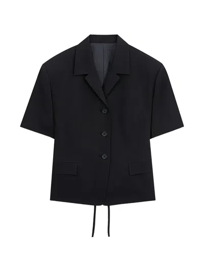 Juunj Lace-up Short-sleeve Jacket In Black