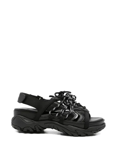Juunj Lace-up Touch-strap Sandals In Black