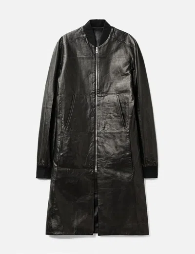 Juunj Lamb Leather Long Coat In Black
